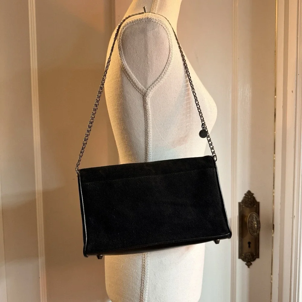 Isaac Mizrahi X Target Black Suede Studded Chain Strap Handbag